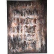 PTMD Xihan Brown Canvas Painted Wallpanel Rough Dark