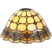 LumiLamp Lampenkap Tiffany  Ø 25x15 cm Beige Rood Glas Driehoek Glazen...