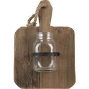 Clayre & Eef Vaas  23x13x33 cm Bruin Hout Glas Decoratie Pot