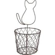 Clayre & Eef Opbergmand  Ø 13x25 cm Bruin Ijzer Rond Kat Mandje