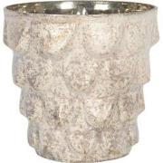 Clayre & Eef Theelichthouder  Ø 12x13 cm Beige Glas Rond Waxinelichtho...