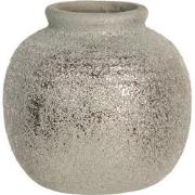 Clayre & Eef Vaas  8 cm Grijs Keramiek Rond Bloempot Binnen