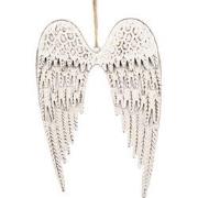 Clayre & Eef Decoratie Hanger Vleugels 12 cm Wit IJzer