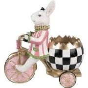 Clayre & Eef Decoratie Beeld Konijn 20x11x19 cm Roze Wit Kunststof