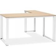 Groot hoekbureau 'XLINE' 200 in natuurlijke afwerking hout en witte st...