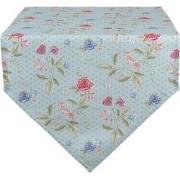 Clayre & Eef Tafelloper  50x160 cm Blauw Groen Katoen Bloemen Tafelkle...