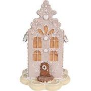 Clayre & Eef Gingerbread house 20 cm Roze Polyresin Kerstdecoratie