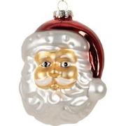 Clayre & Eef Kersthanger Kerstman 9x8x11 cm Wit Rood Glas Kerstboomver...