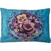 Clayre & Eef Sierkussen 70x50x6 cm Blauw Synthetisch Bloemen Kussenhoe...