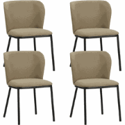 Set van 4 Eetkamerstoelen Tess Taupe Bouclé Stof - Zonder Armleuningen