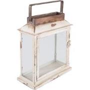 Clayre & Eef Lantaarn  25x12x30 cm Beige Ijzer Rechthoek Kaarsenhouder