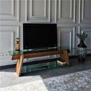 TV Meubel  Walnoot Groen Glas 158x45x40 cm