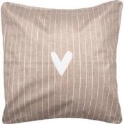 Clayre & Eef Kussenhoes 45x45 cm Bruin Polyester Vierkant Hart