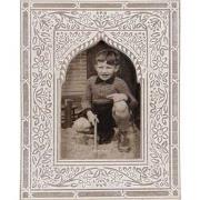 Clayre & Eef Fotolijst  10x15 cm Wit Bruin Hout Glas Rechthoek Fotokad...