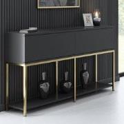 Modern Dressoir Antraciet Lord 150x30x80 - Gouden Frame - Twee Vakken