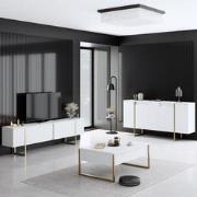 Meubelset Wit Luxe - Salontafel + TV Meubel + Dressoir - Gouden Frame