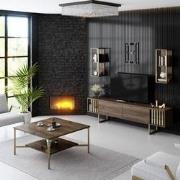 Meubelset Walnoot-Goud - Gold Line - Salontafel + TV Meubel