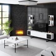 Meubelset Wit-Zwart - Black Line - Salontafel + TV Meubel