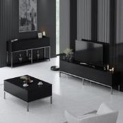 Meubelset Zwart Lord - Salontafel + TV Meubel + Dressoir - Zilver Fram...