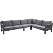 Loungeset Midori hoekset XL (met middenstuk), Grijs frame, grijze kuss...