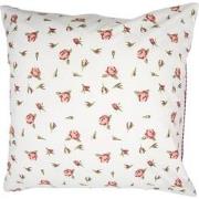 Clayre & Eef Kussenhoes  40x40 cm Rood Wit Katoen Vierkant Rozen Sierk...