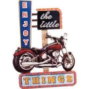 Clayre & Eef Tekstbord  43x60 cm Rood Ijzer Motor Enjoy Wandbord
