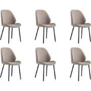 QUVIO Eetkamerstoelen Lola - Polyester - Staal - Grijs - Set van 6