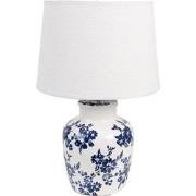Clayre & Eef Tafellamp Ø 28x44 cm Wit Blauw Keramiek Bureaulamp