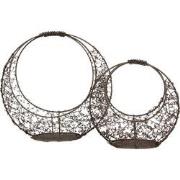 Clayre & Eef Opbergmand Set van 2 30x10x28 / 22x8x20 cm Bruin Metaal