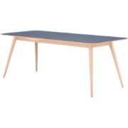 Stafa table houten eettafel whitewash - met linoleum tafelblad smokey ...