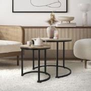 Salontafel set van 2 ronde vormen Sonoma eik/zwart gemaakt van MDF en ...