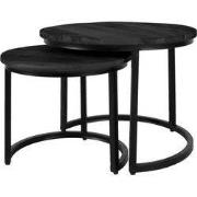 Industriële Salontafel Set van 2 Jelle - Zwart Mangohout