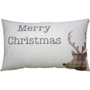 Clayre & Eef Kussenhoes  30x50 cm Beige Bruin Polyester Hert Merry Chr...