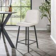 Set van 2 Barkrukken Ribstof Crème Koda - Zithoogte 67 cm - Zonder Arm...