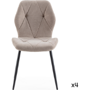 Set van 4 stoelen in stof met zwarte metalen poten L47,5 cm - LUNA