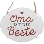 Clayre & Eef Tekstbord 18x15 cm Wit Metaal OMA