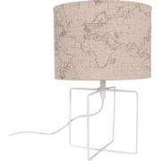 Clayre & Eef Tafellamp  Ø 22x34 cm  Beige Wit Ijzer Textiel Bureaulamp