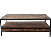 Clayre & Eef Salontafel  110x55x40 cm Bruin Zwart Hout Ijzer Bijzettaf...
