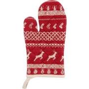 Clayre & Eef Ovenwant  16x30 cm Rood Katoen Kerst Ovenhandschoen
