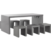 Beliani TARANTO - Tuintafelset-Grijs-Vezelcement