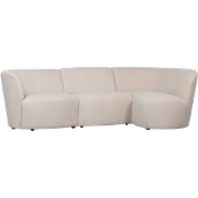 WOOOD Coco 3-Zits Ronding Rechts - Bouclé - Creme - 70x230x138
