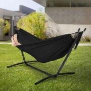 XXL hangmat met stalen frame tot 250 kg zwart incl. draagtas ML-Design