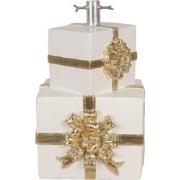 Clayre & Eef Kerstboom Standaard Cadeau 30x28x48 cm Wit Kunstleer Meta...