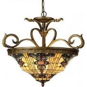LumiLamp Hanglamp Tiffany  Ø 56x55/170 cm  Geel Bruin Glas Driehoek Ha...
