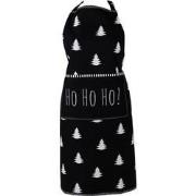 Clayre & Eef Keukenschort  70x85 cm Zwart Wit Katoen Kerstboom Ho Ho H...
