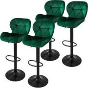 Set van 2 barkrukken 2x groene fluwelen bekleding met rugleuning en vo...