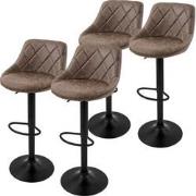 Set van 2 barkrukken 2x bruin kunstlederen bekleding met rugleuning en...