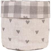 Clayre & Eef Broodmand Ø 15x16 cm Beige Grijs Katoen Rond Hartjes