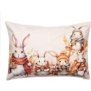 Clayre & Eef Kussenhoes 35x50 cm Beige Polyester Rechthoek Konijnen