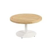 Volta teak salontafel centrale poot wit 60 cm dia. H35 cm 4SO